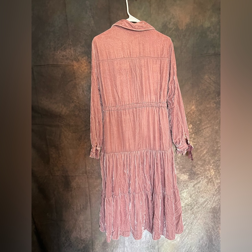 Free People Dusty Pink Velvet Long Sleeve Duster - Picture 10 of 16